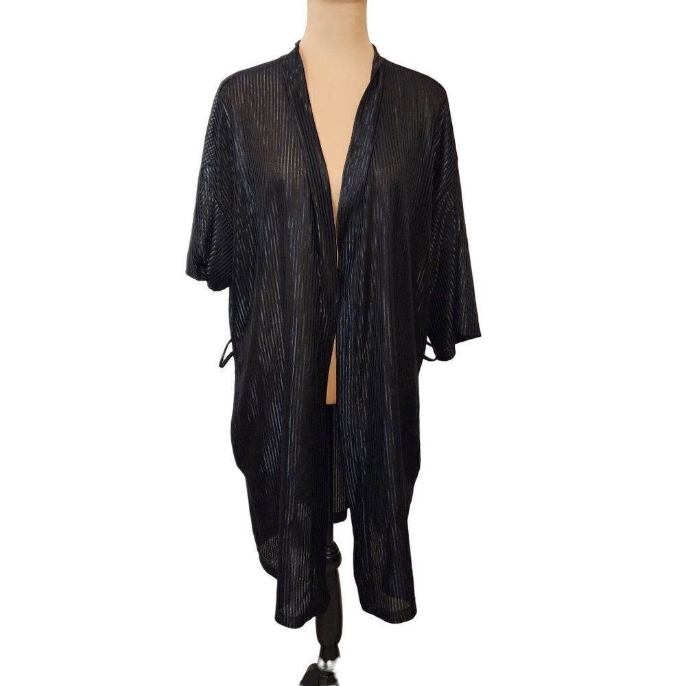 Fredrick's of Hollywood Black Sheer Robe One Size